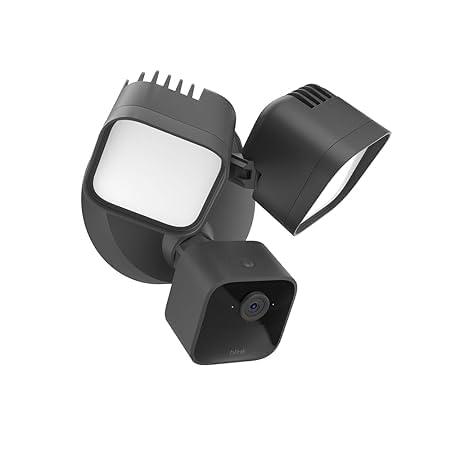 Blink Wired Floodlight Camera With 1-Year Subscription – Smart security camera, 2600 lumens, HD live view, person detection, built-in siren, Works with Alexa – (Black)(Black)