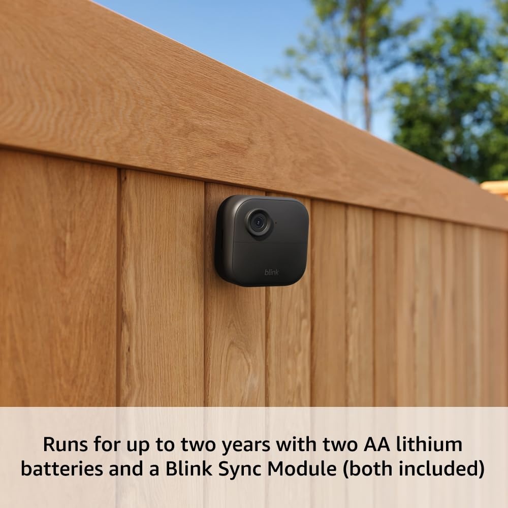Blink Outdoor 4 and Battery Doorbell 2K+ (newest model) — Two-year battery 1080p cameras and 2K battery doorbell. Sync Module Core included — 5 Cameras + Doorbell (Black)(Save with Plus plan)