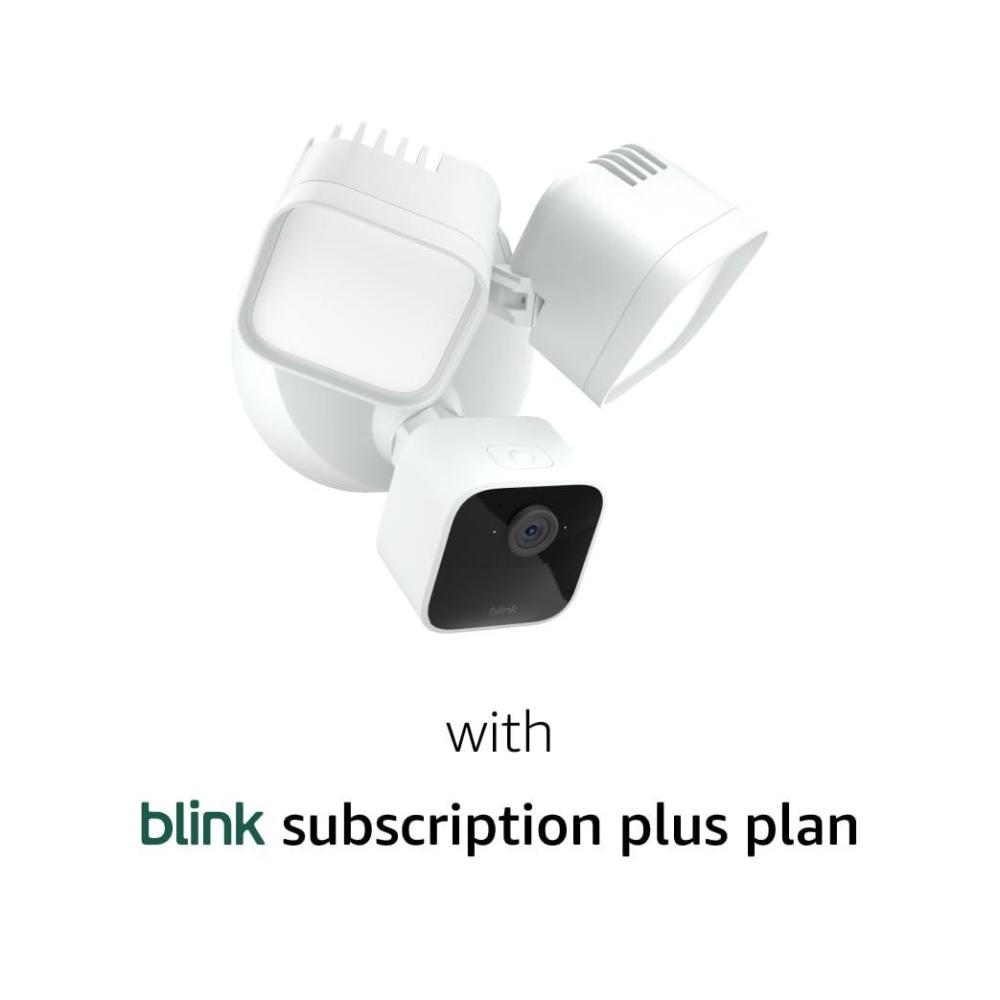 Blink Wired Floodlight Camera With 1-Year Subscription – Smart security camera, 2600 lumens, HD live view, person detection, built-in siren, Works with Alexa – (Black)(White)