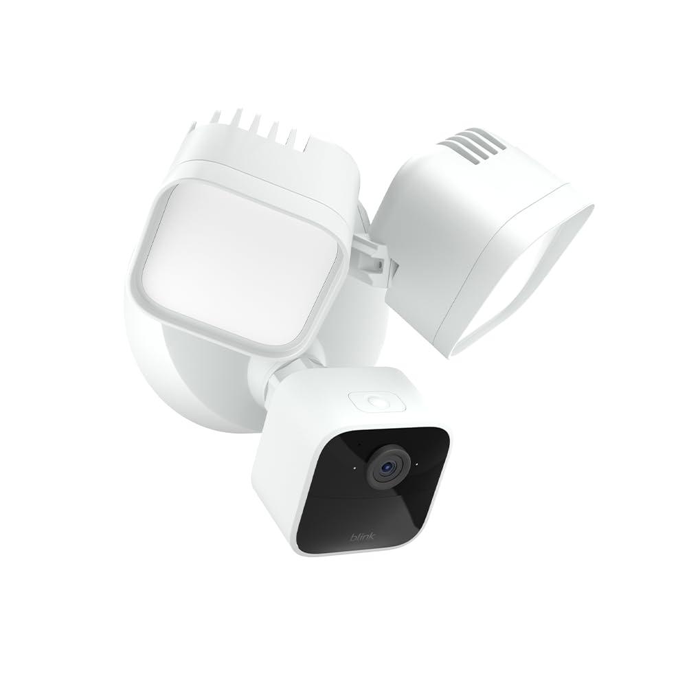Blink Wired Floodlight Camera With 1-Year Subscription – Smart security camera, 2600 lumens, HD live view, person detection, built-in siren, Works with Alexa – (Black)(White)