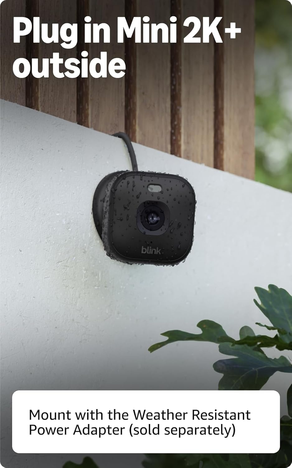 Blink Mini 2K+ (newest model) with 1-Year Basic plan – Plug-in Home & Pet Security Camera with 2K video resolution, color night vision, enhanced audio, motion detection – 1 camera (Black)