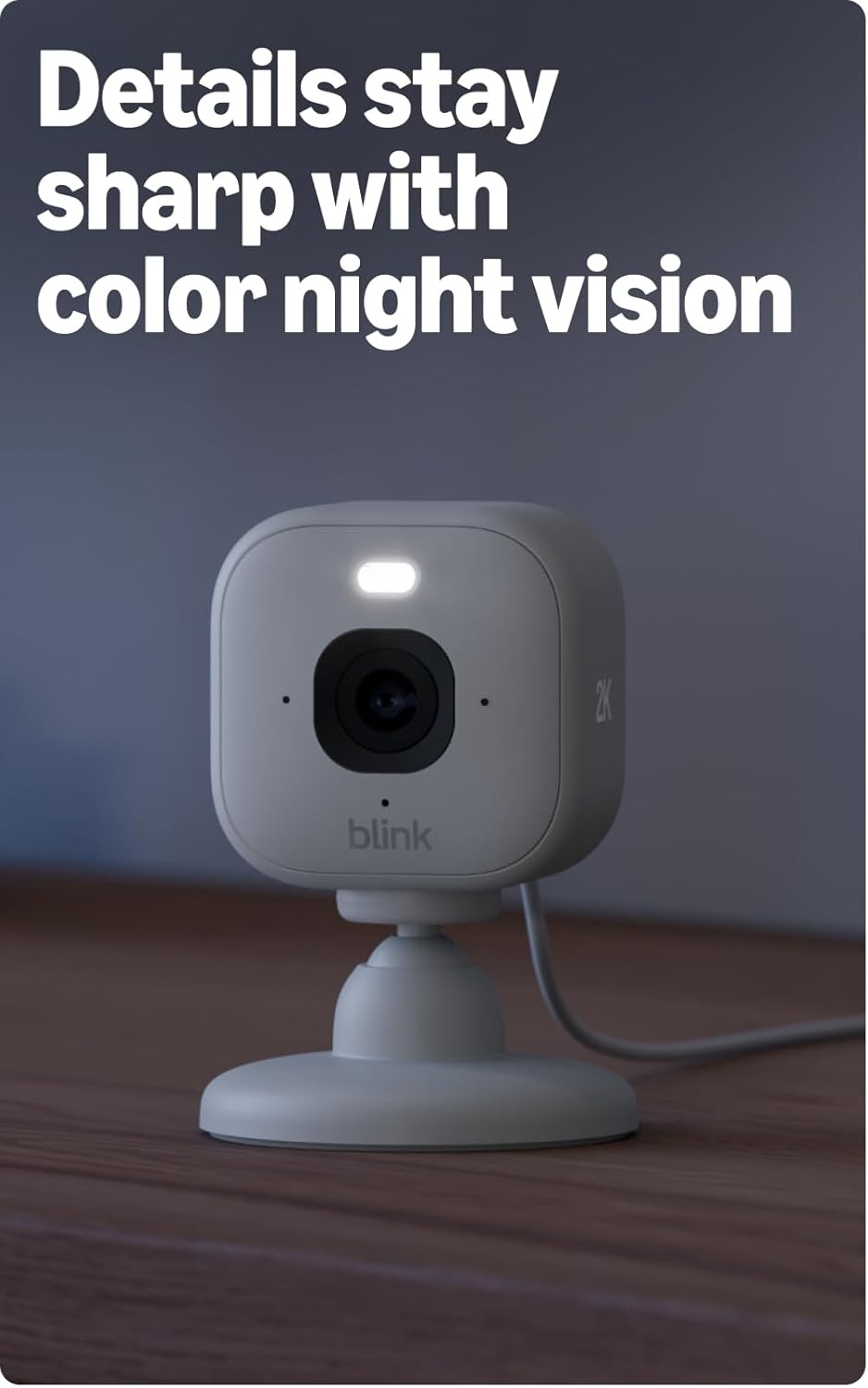 Blink Mini 2K+ (newest model) with 1-Year Basic plan – Plug-in Home & Pet Security Camera with 2K video resolution, color night vision, enhanced audio, motion detection – 1 camera (White)