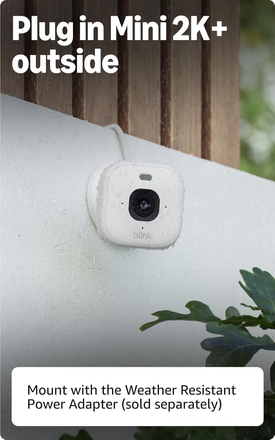 Blink Mini 2K+ (newest model) with 1-Year Basic plan – Plug-in Home & Pet Security Camera with 2K video resolution, color night vision, enhanced audio, motion detection – 1 camera (White)