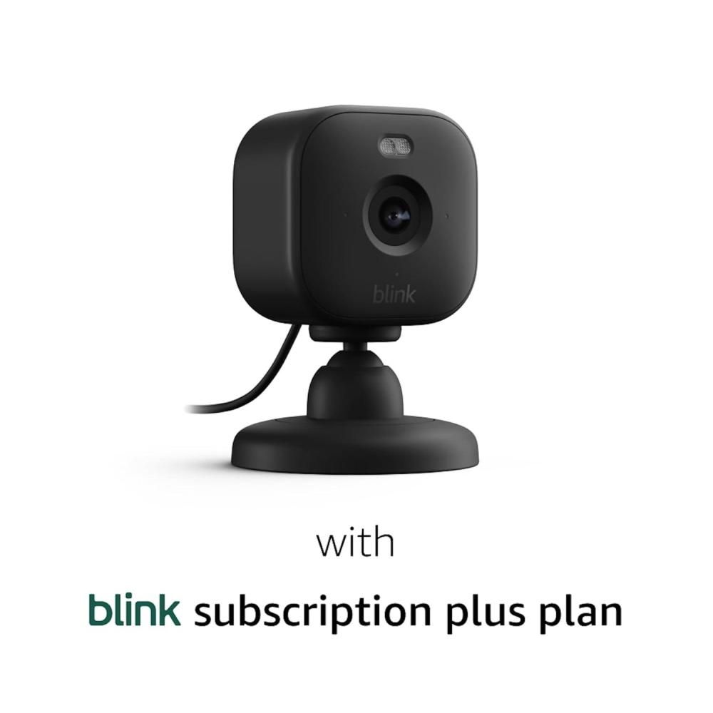 Blink Mini 2 with 1-Year Plus Subscription, 2 Cameras (White) — Plug-in smart security camera, HD night view in color, built-in spotlight, motion detection, Works with Alexa(Black)