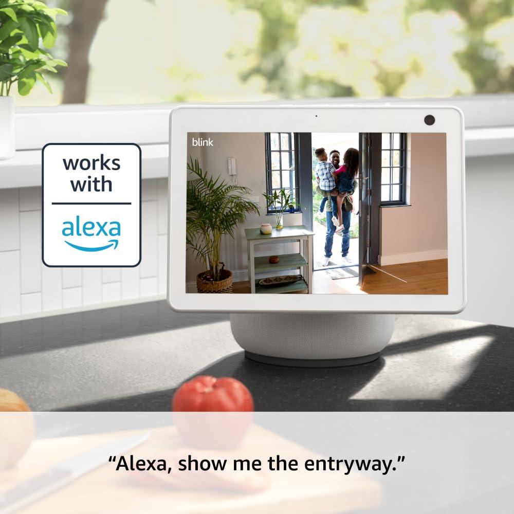 Blink Mini 2 with 1-Year Plus Subscription, 2 Cameras (White) — Plug-in smart security camera, HD night view in color, built-in spotlight, motion detection, Works with Alexa(Black)