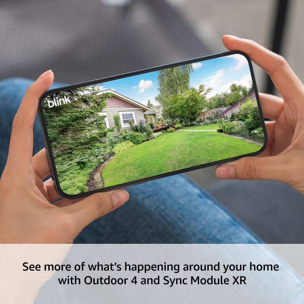 Blink Outdoor 4 XR with 1-Year Plus ai Plan – two-year battery wireless camera with 4x security coverage, 1000 ft open-air range or 400 ft with typical use — 6 camera system