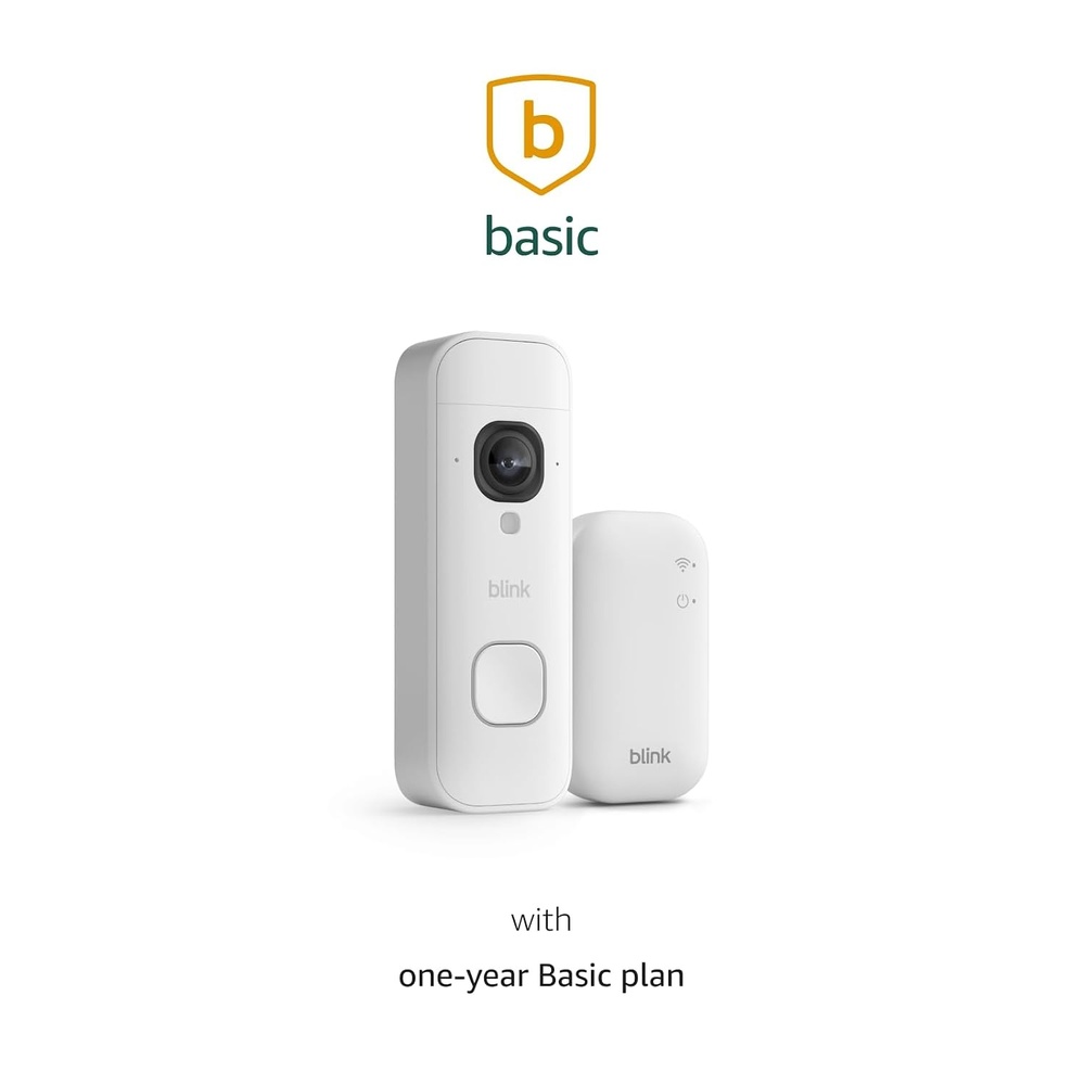 Blink Video Doorbell 2K+ (newest model) with1-Year Basic plan– Head-to-toe HD view, two-year battery life, and simple setup. Sync Module Core included – System (White)